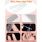 MYR 6Pcs Metal Nail Art Brushes and 2Pcs Nano Nail Files are suitable for Drawing Thick Lines, Painting Petals, Applying Phototherapy Gel, Halo Dyeing and other Personalized Nail Enhancement Designs