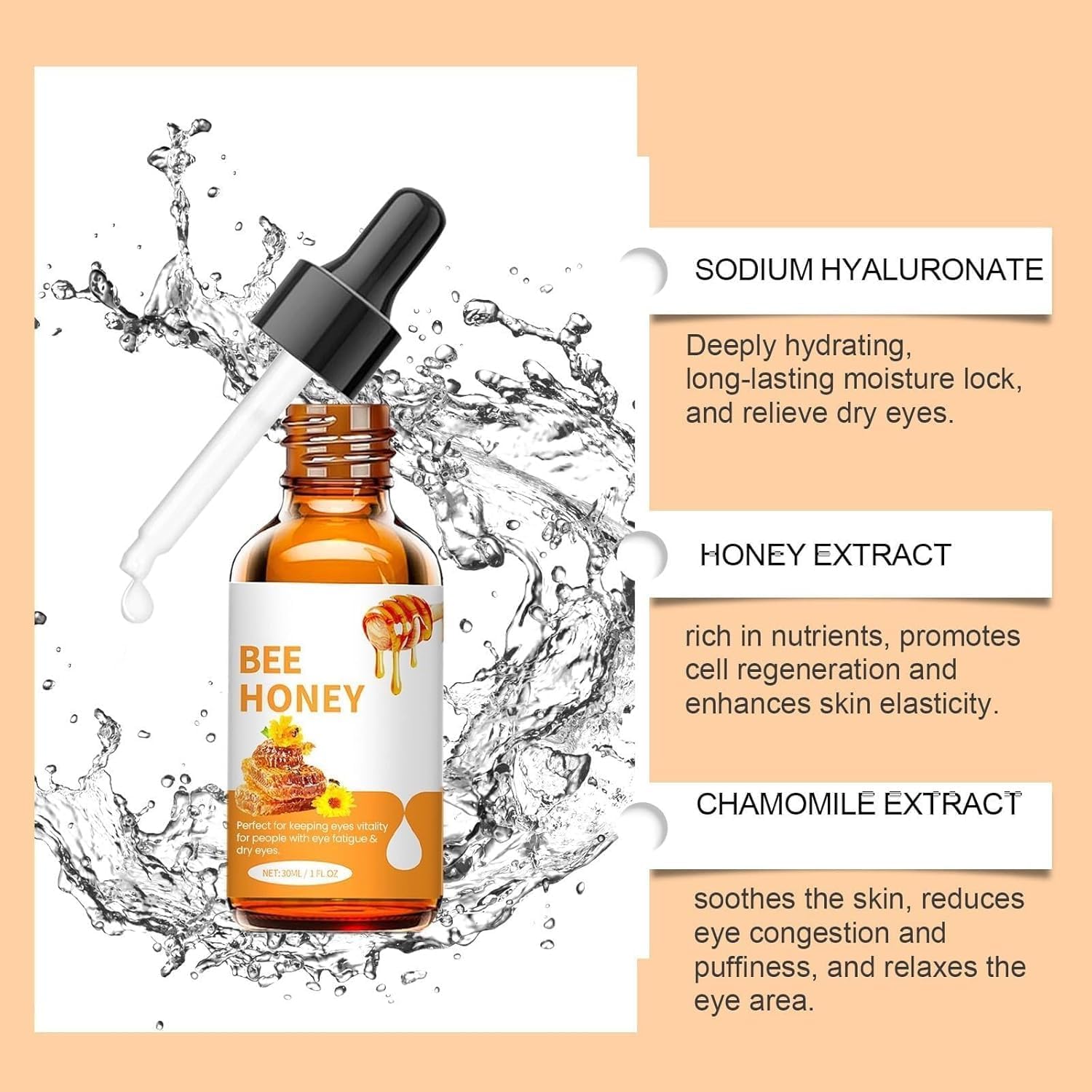 Honey Eye Care, Natural Hydration & Nourishing Formula With Bee Honey (2Pcs)