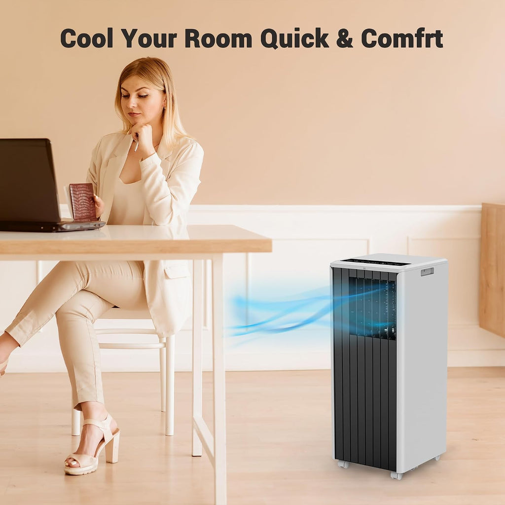 8,000 Btu Portable Air Conditioners, 4-In-1 Ac Unit With Cool, Fan, Dehumidifier & Sleep Mode, Up To 350 Sq.Ft, Quiet Operation, 24H & Remote Control For Bedroom, Living Room, Basement & Workshop