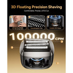 Full Metal Electric Foil Shaver for Men: 4 Floating Blades, IPX7 Waterproof Wet & Dry Mini Razor, 120-Min Runtime USB-C Rechargeable, Quiet Travel Groomer with LED Display & Travel Lock