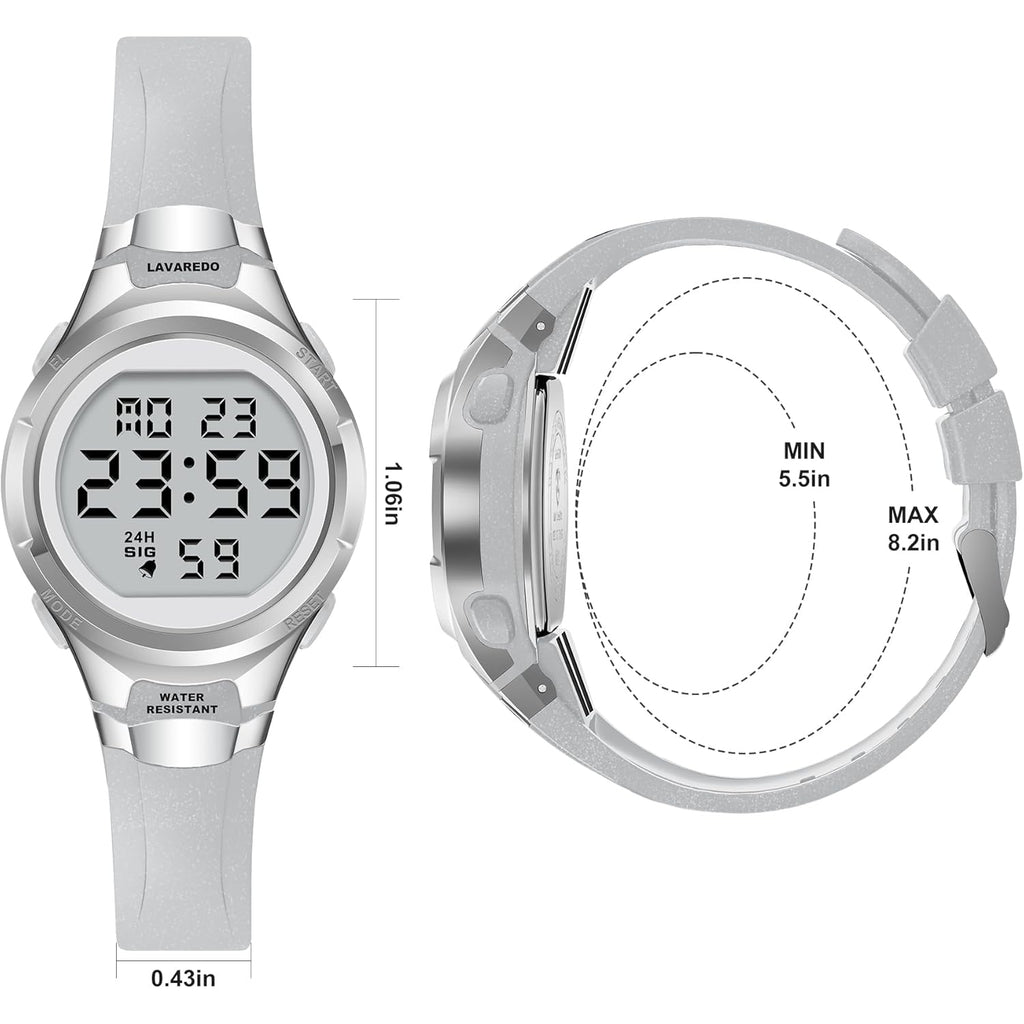 Watches for Women Sport Digital Womens Watch Waterproof with Silicone Strap Alarm/Stopwatch/Chronograph/LED Back Light