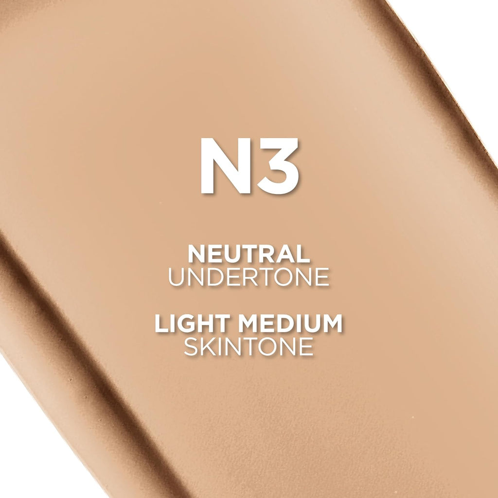 L'Oreal Paris True Match Super-Blendable Foundation, Medium Coverage Liquid Foundation Makeup, N3, Light Medium, 1 Fl Oz