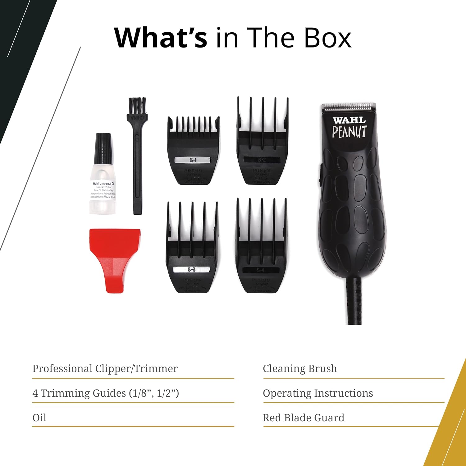Wahl Professional Peanut Corded Trimmer - Compact, Lightweight Powerful Rotary Motor Grooming Tool, With 4 Trimming Guides And Accessories