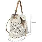Eiyye Handmade Crochet Backpack For Women Premium Cotton Rope Boho Rucksack With Adjustable Straps Lightweight Woven Shoulder Backpack For Travel Beach & Everyday Casual