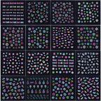 EBANKU 24Sheets Fluorescence Nail Art Stickers Decals 3D Self-Adhesive Butterfly Flower Love Fruits Pattern DIY Decoration Tools Accessories for Women Kids