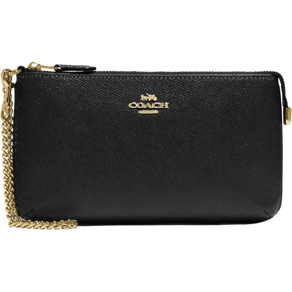 Coach Women's Crossgrain Leather Wristlet W Chain