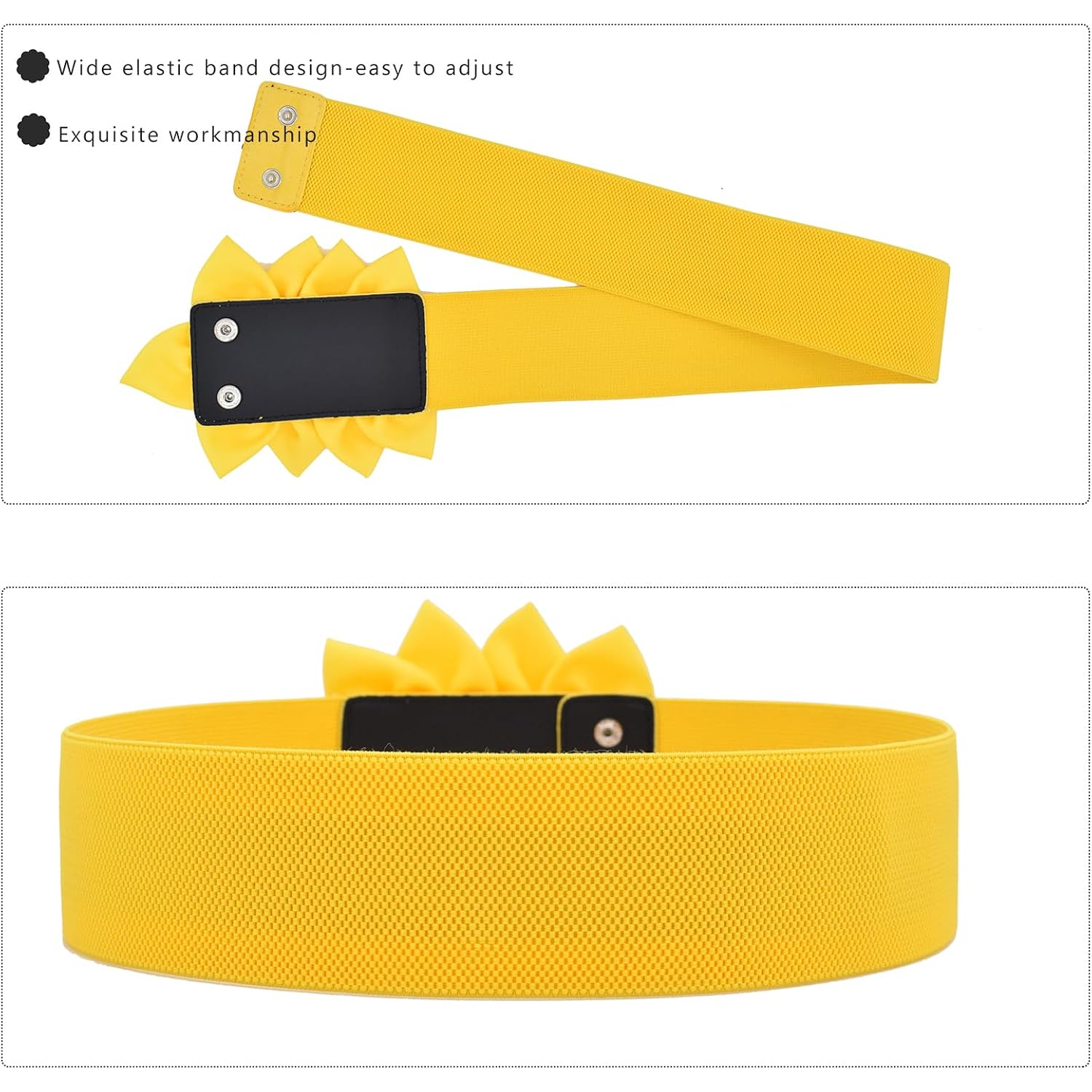 TeeYee Womens Elastic Big Décor Flowers Belt Wide Stretch Adjustable Fashion Waist Belt