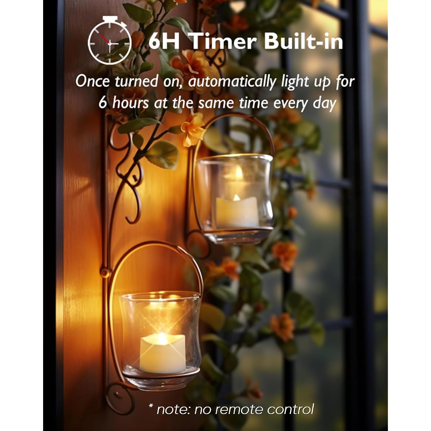 Homemory Timer Tea Lights Candles Battery Operated, 6H Timer Built-In, Auto On Daily, Flameless Led Tealight Votives For Table Centerpieces, Lantern, Holiday Decor, Warm Lamp, No Remote, 12-Pack
