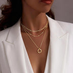 Poxtex Layered Gold Necklaces for Women, Stackable Dainty 14K Gold Silver Plated Trendy Simple Heart Diamond Cross Bow Circle Pendant Paperclip Choker Dot Chain Necklace,Jewelry Set Gifts for Women
