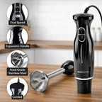 Ovente Immersion Hand Blender, 300W Electric Handheld Stick Mixer With 2 Mixing Speeds And Stainless Steel Blades For Smoothies, Purees & Baby Food, Black Hs560B