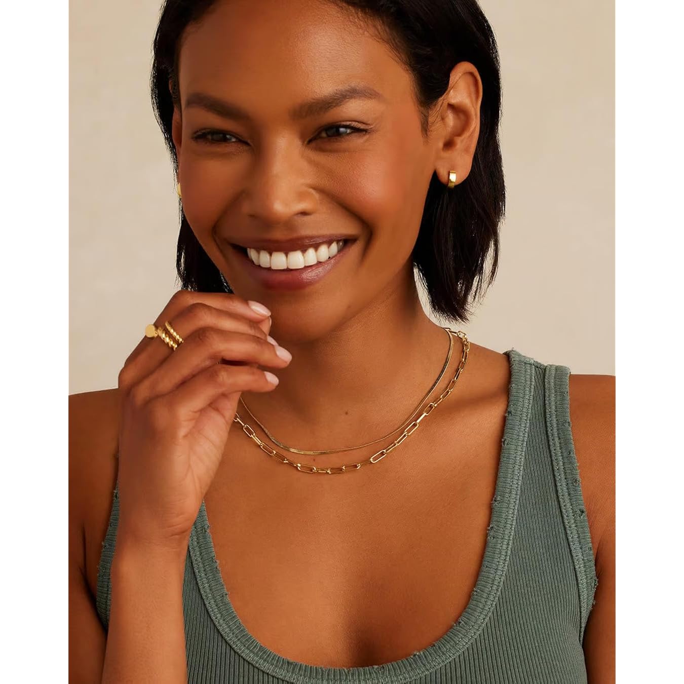 gorjana - Parker Necklace 18" - 18k Silver or Gold Plated - Adjustable Paperclip Link Chain - Chunky Clasp - Ideal Gift Packaging