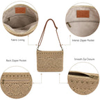 Eiyye Woven Crossbody Bag For Women Lightweight Crochet Purse With Adjustable Strap Inner & Outer Pockets