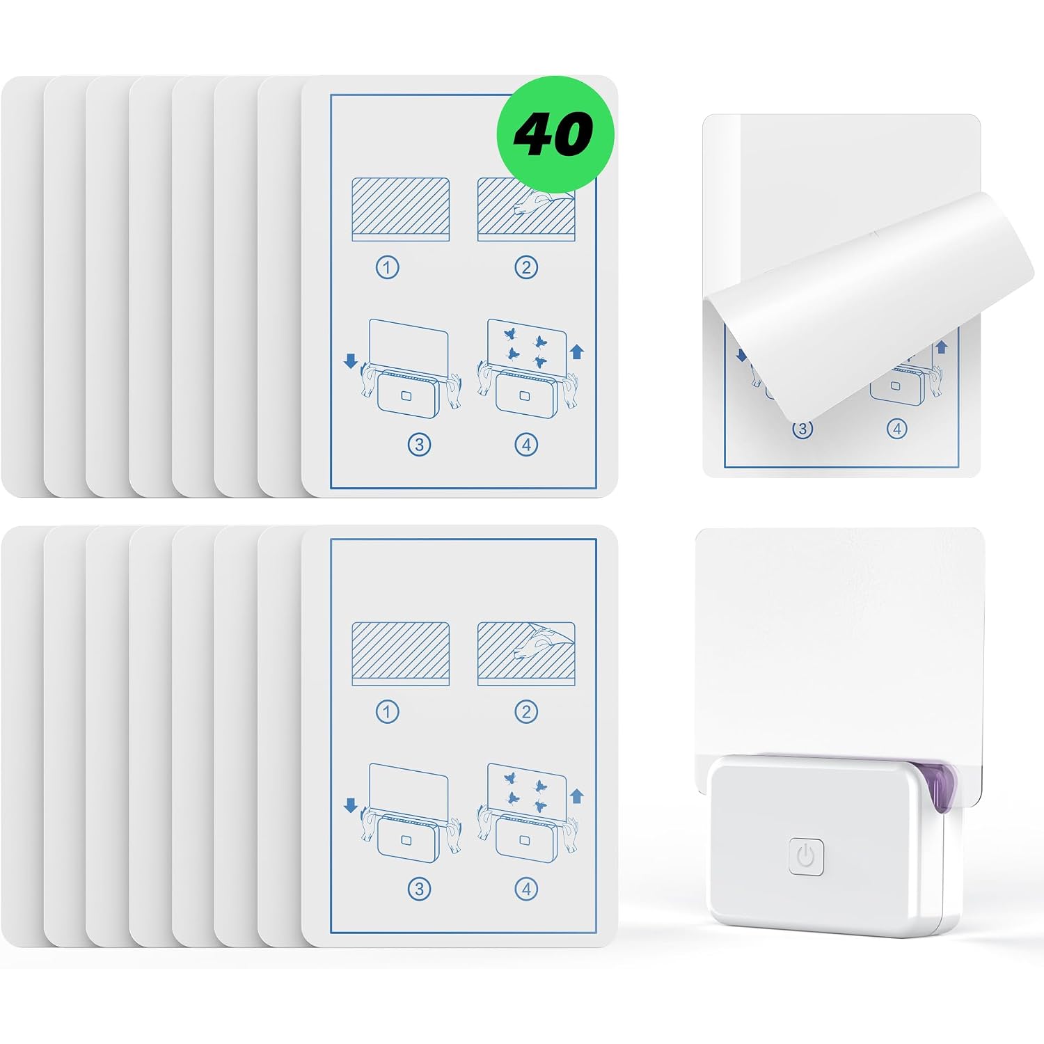 Lfsys 40 Packs Refill Card(Refills Only) For Plug In Uv Light Fly Trap, Sticky Board Refills For Lfsys Plug-In Fly Trap