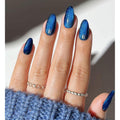 JMEOWIO Gel Nail Stickers Dark Blue Cat Eye Semi Cured Gel Nail Strips Wraps UV/LED Nails Art Design Decoration Accessories