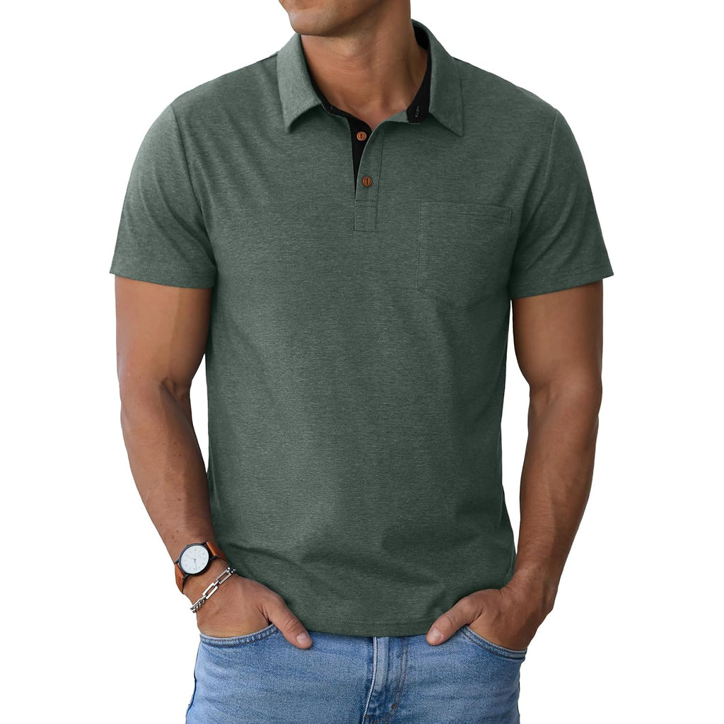 Sailwind Men'S Cotton Polo Shirts Short Sleeve Casual Summer Shirts Classic Collared Golf Shirt With Pocket