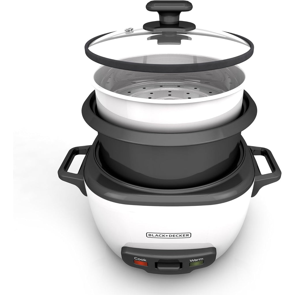 BLACK+DECKER 16-Cup Rice Cooker, RC516, 8-Cup Uncooked Rice, Steaming Basket, Removable Non-Stick Bowl, One Touch