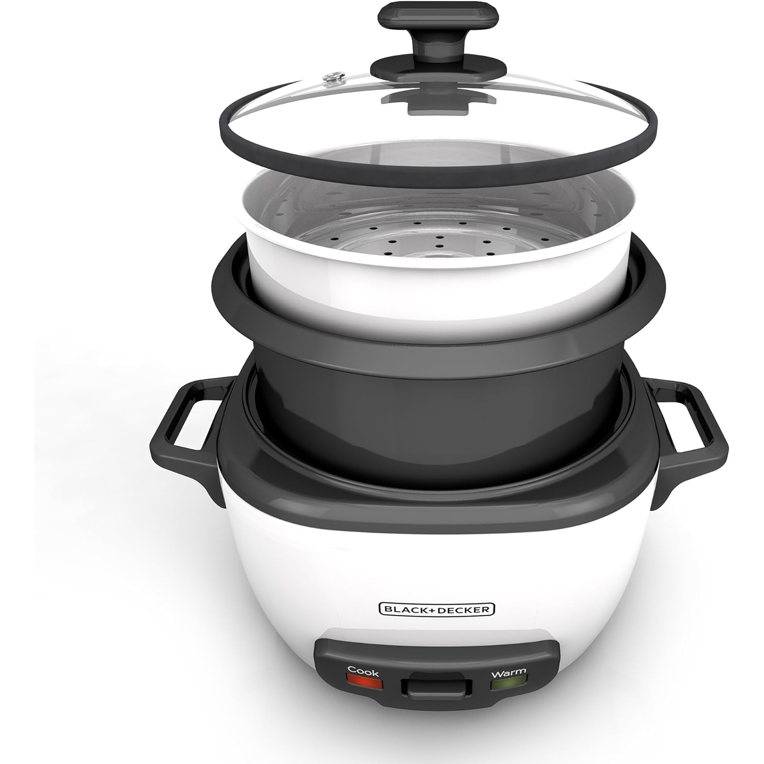 BLACK+DECKER 16-Cup Rice Cooker, RC516, 8-Cup Uncooked Rice, Steaming Basket, Removable Non-Stick Bowl, One Touch