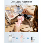 Sweetfull Handheld Misting Fan Portable - 5000Mah Rechargeable Battery, Powerful Turbo Personal Mister Fans, 5 Speed, Mini Water Spray Mist Hand Fan For Travel, Outdoors, Beach Vacation (Pink)