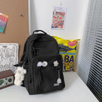 Gaxos Cute Aesthetic Backpack For School Middle Student Travel Pink Backpack Teens Girls Bear Pin Book Bags