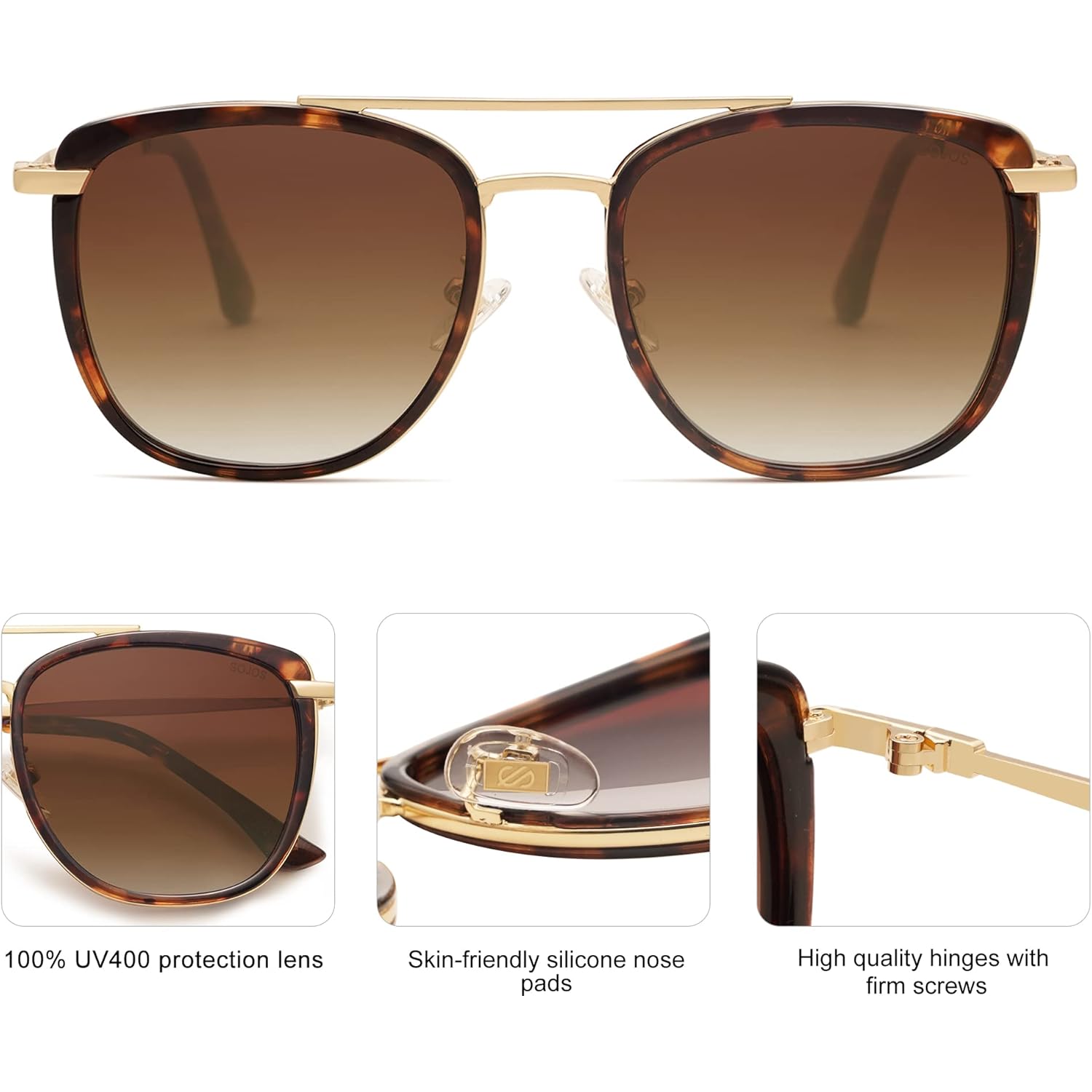 SOJOS Retro Aviator Square Polarized Sunglasses For Women Men,Vintage Women's Sun Glasses Shades UV400 SJ2180