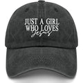 JUSTS A Girls WHO Loves Jesus Hats for Women Aesthetic Washed Distressed Allblack