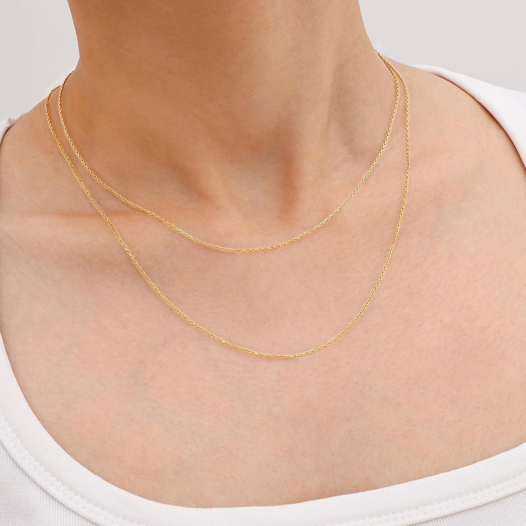 Gacimy Chain Necklace for Women, 14K Gold Plated/Silver Tone Cable Chain for Women, 1.1/1.3mm Thin Dainty Necklace Chains 16-24 Inch