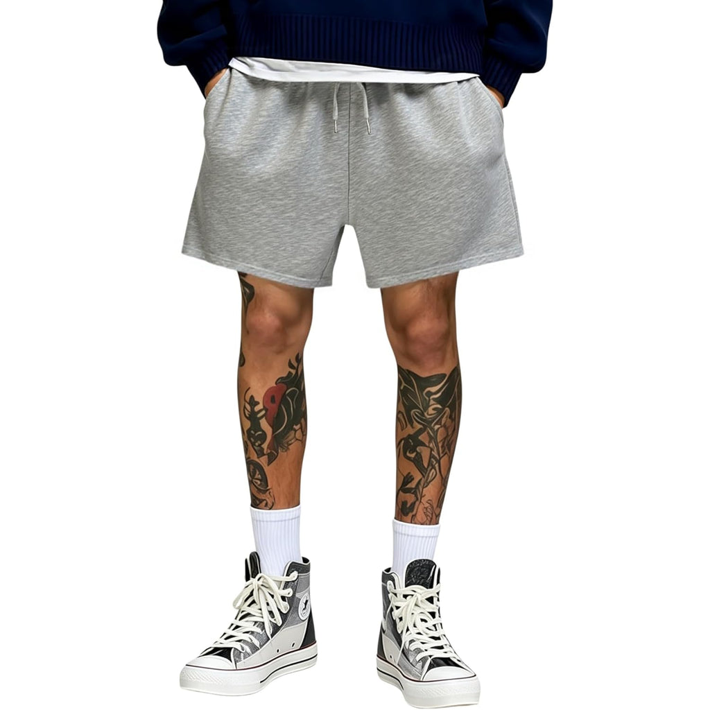 Men’S Baggy Sweat Shorts Above The Knee, Casual Gym Y2K Loose Fit Shorts With Drawstring Waist