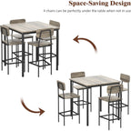 Kitchen Table And Chairs Of 4, 5 Piece Dining Table Set, Sturdy Industrial Space Saving Dinette Set For Pub, Family Dinners, Apartment, Gray