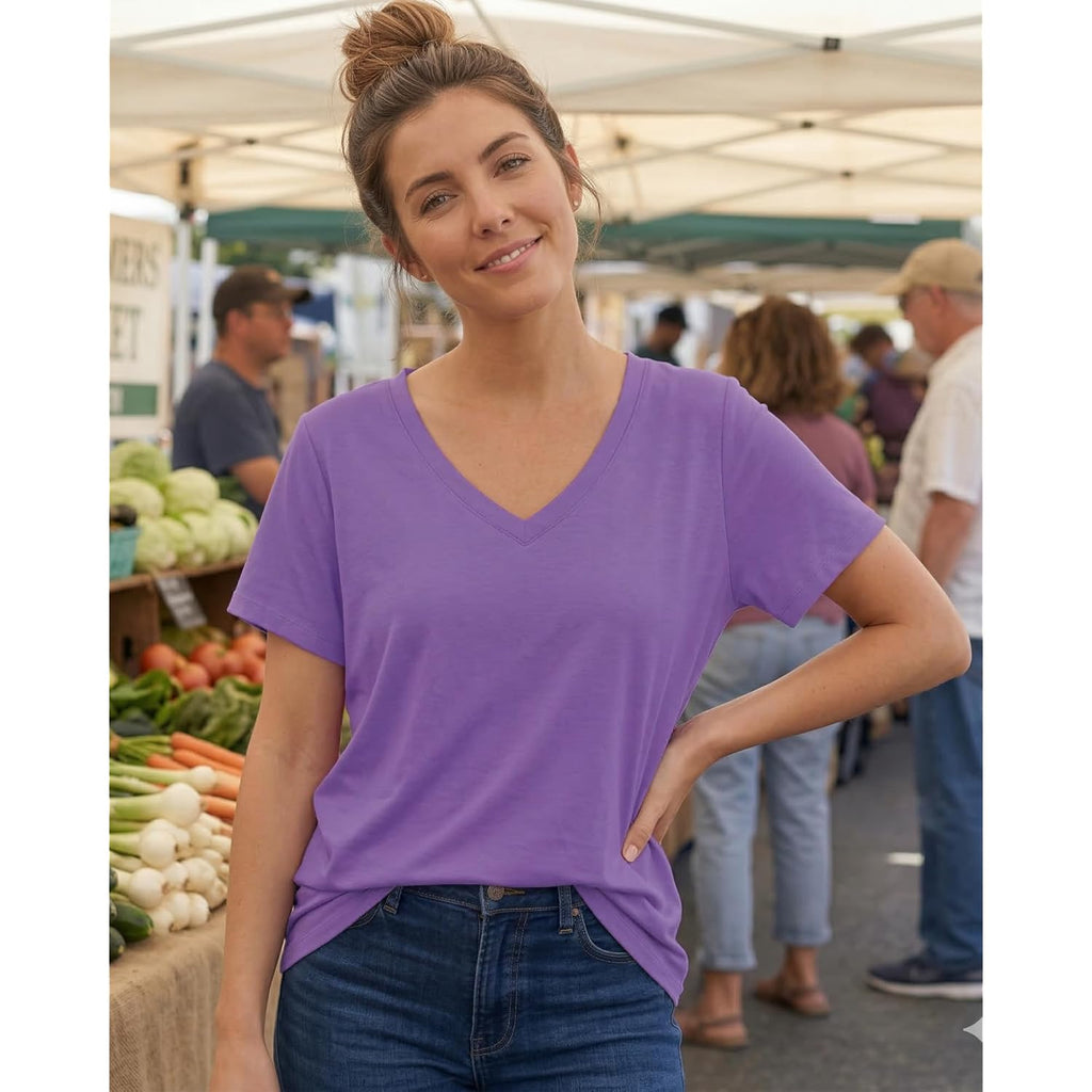 Womens T Shirt Graphic Tees Summer V Neck Short Sleeve Basic Tunic Top 2026