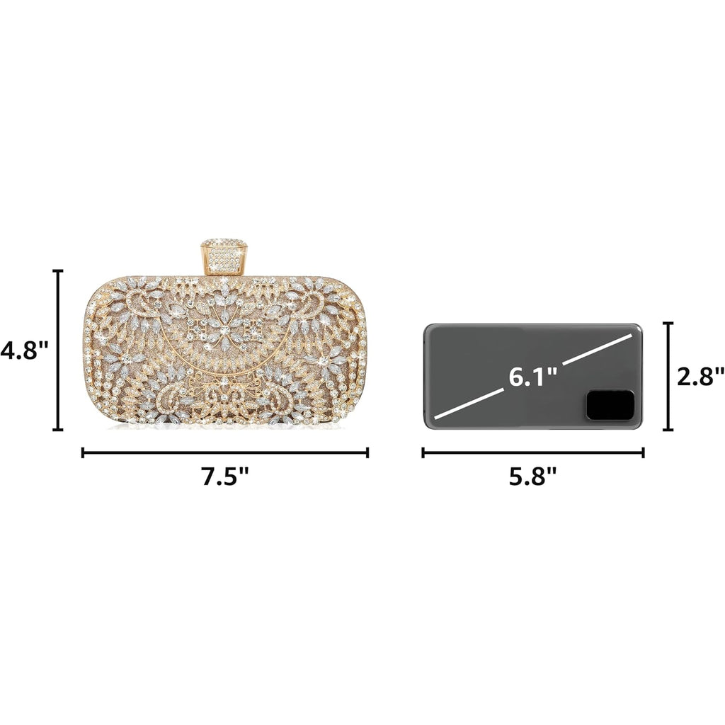 Covelin Women'S Rhinestone Decorated Evening Bag, Tote Shoulder Crossbody Handbag With Chain