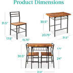 Best Choice Products 3-Piece Modern Dining Set, Space Saving Dinette For Kitchen, Dining Room, Small Space W/Steel Frame, Built-In Storage Rack - Medium Brown/Black