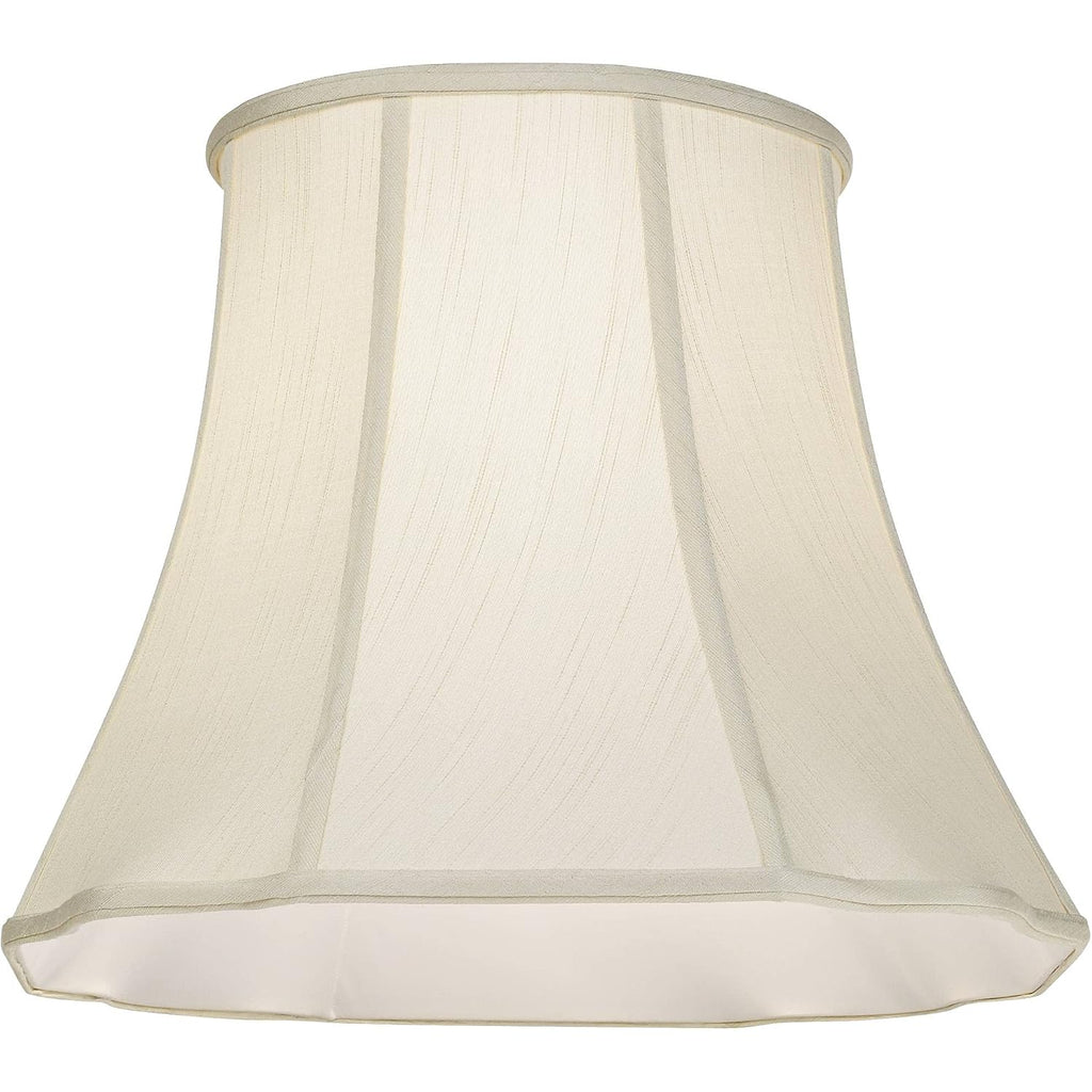 Set Of 2 Bell Lamp Shades Cream Curve Cut Corner Large 11" Top X 18" Bottom X 15" High Spider With Replacement Harp And Finial Fitting - Imperial Shade