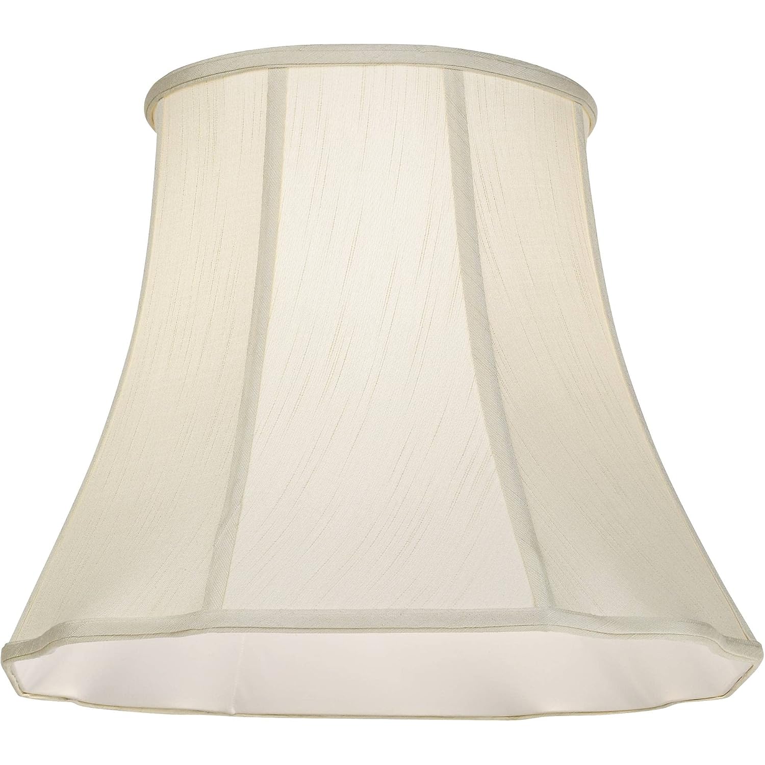 Set Of 2 Bell Lamp Shades Cream Curve Cut Corner Large 11" Top X 18" Bottom X 15" High Spider With Replacement Harp And Finial Fitting - Imperial Shade