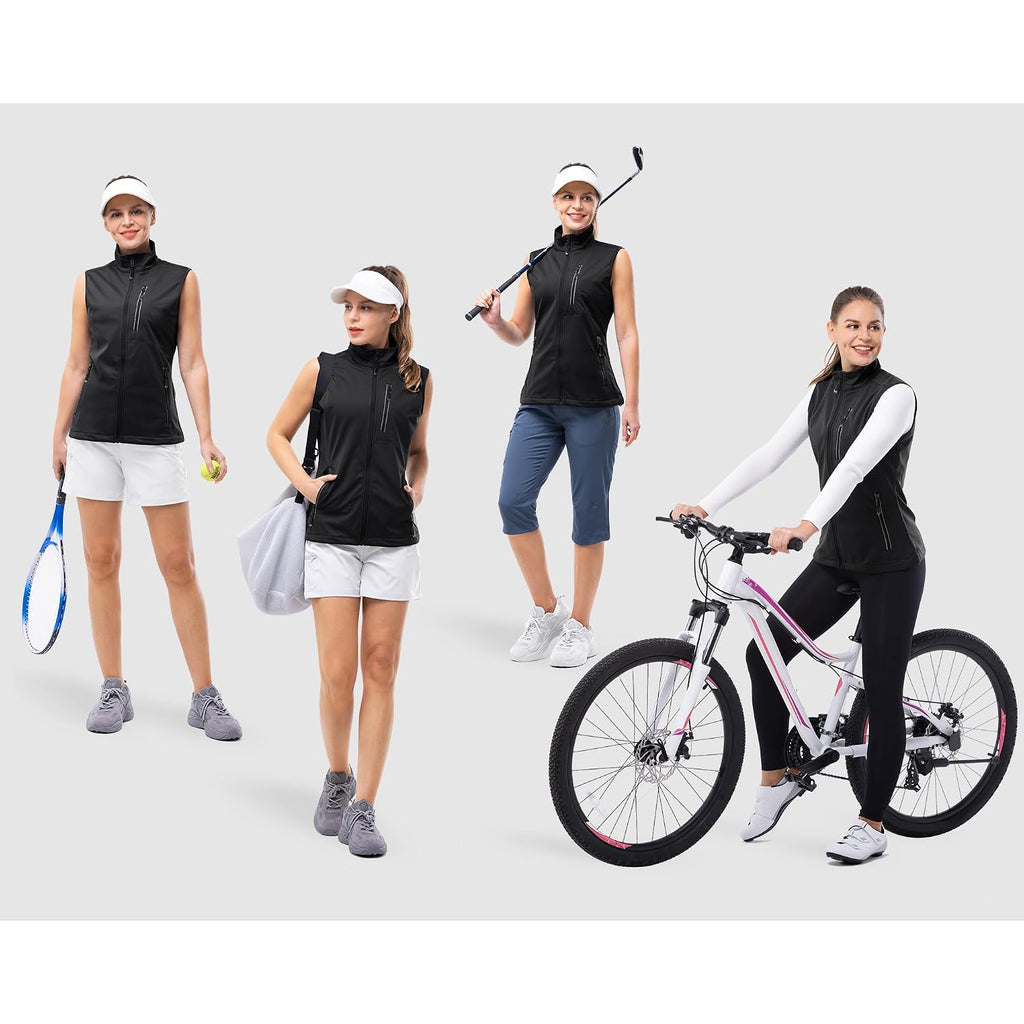 33,000Ft Women'S Lightweight Running Vest Outerwear With Pockets, Windproof Sleeveless Jacket For Golf Hiking Travel