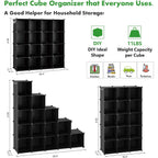 C&Ahome Cube Storage Organizer, 16-Cube Shelves Units, Plastic Storage Cubes, Diy Closet Organizer, Modular Closet Storage Shelves Ideal For Home, Bedroom, 48.4" L × 12.4" W × 48.4" H Black Sum3016H