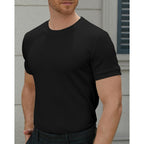 Men'S Ribbed Knit T-Shirts Short Sleeve Casual Crewneck Slim Fit Textured Pullover Tees