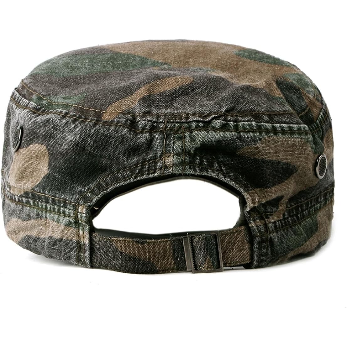 Military Cadet Army Cap For Men Women – Washed Cotton Vintage Adjustable Flat Top Hat