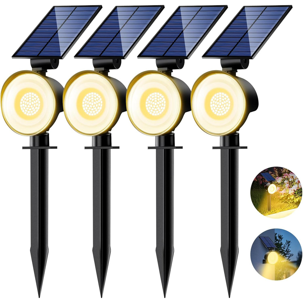 Nipify 4 Pack Solar Lights Outdoor Waterproof, 53 Led Solar Spot Lights With 3 Modes Landscape Spotlights For Outside Garden Yard Trees, Warm White