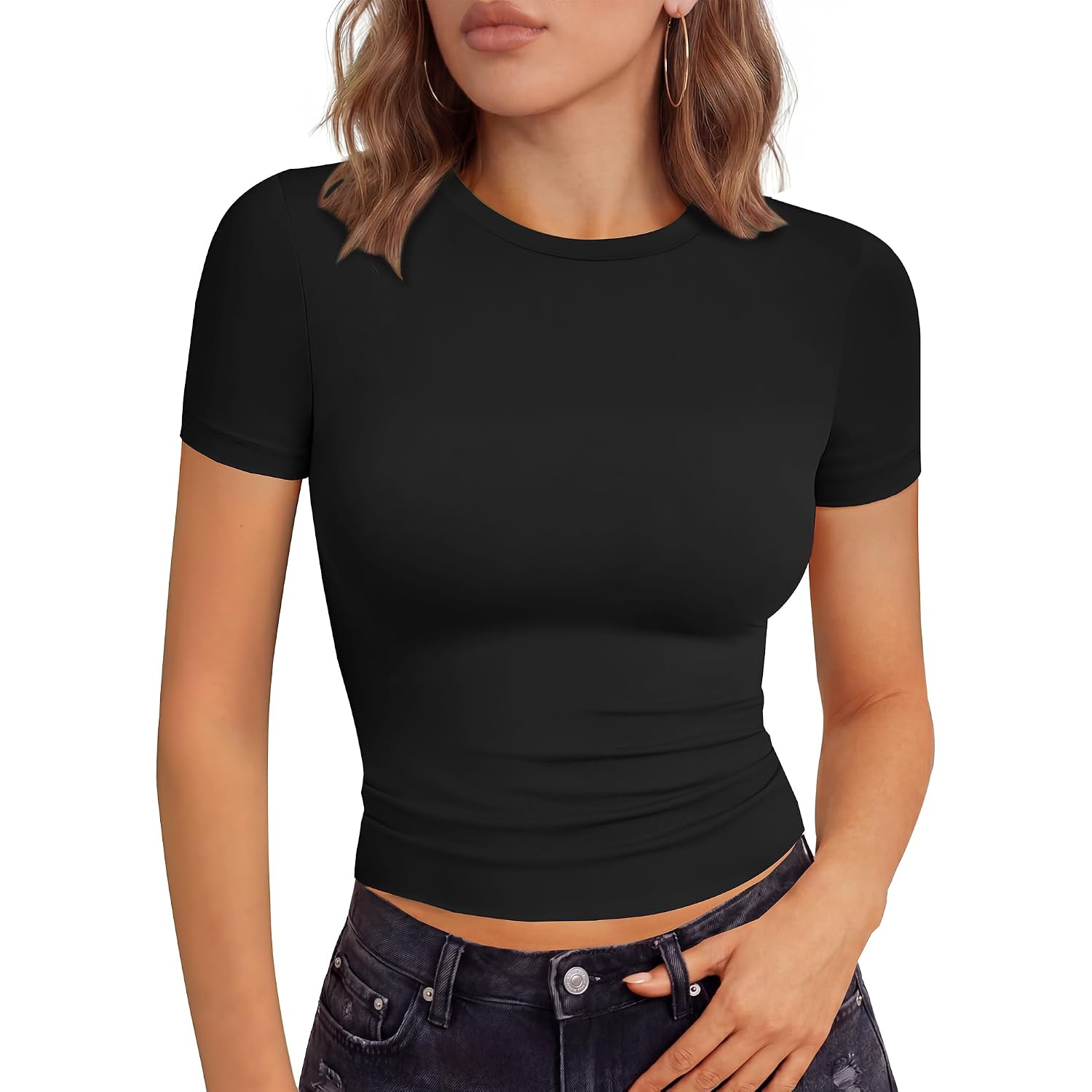 Gayhay Shirts For Women - Slim Fit Short Sleeve Crop Top Crew Neck Casual Basic Tees Spring Summer Fashion Clothing 2026