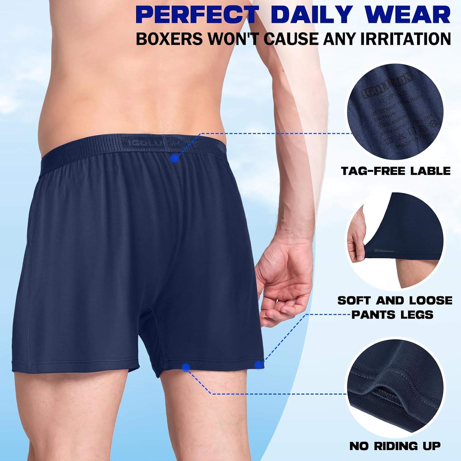 Igolumon Mens Underwear Boxer Shorts 5 Pack Bamboo Rayon Boxers For Men Classic Relaxed Fit Boxer Shorts With Button Fly