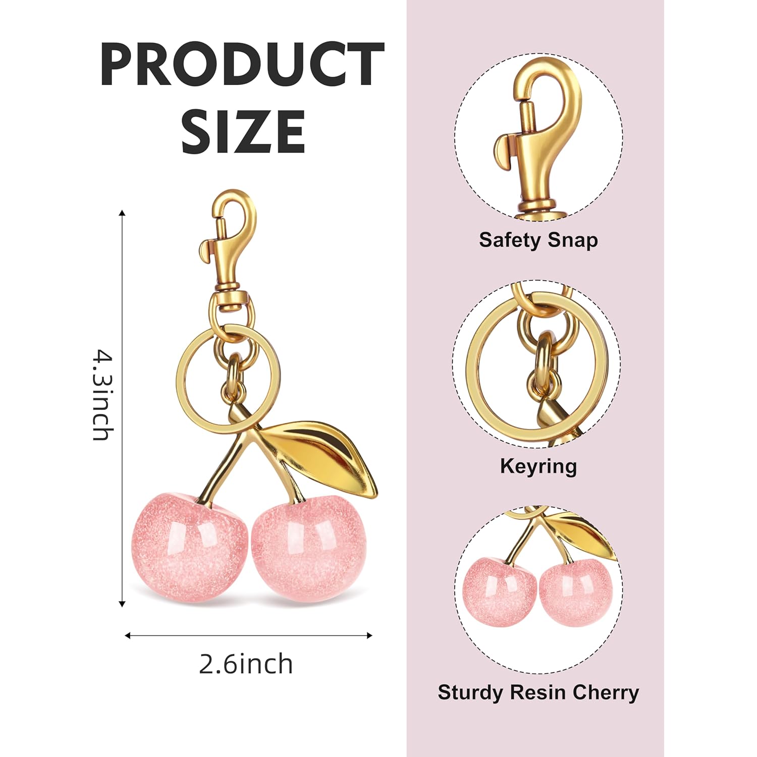 OVRUNS Cherry Bag Charm Cute Cherry Accessories Sparkling Purse Charms for Women