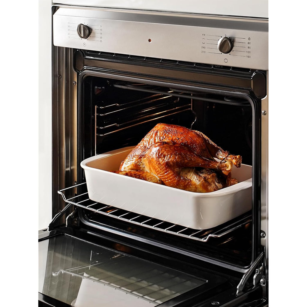 Le Tauci Deep Casserole Dishes For Oven, 13.7”X9.6” Ceramic Baking Dish Set With Roasting Racks, Large Lasagna Pans With Handles, Rectangular Bakeware As Gift For Mom, White (4.6Qt/3.0Qt/1.6Qt), Set Of 3