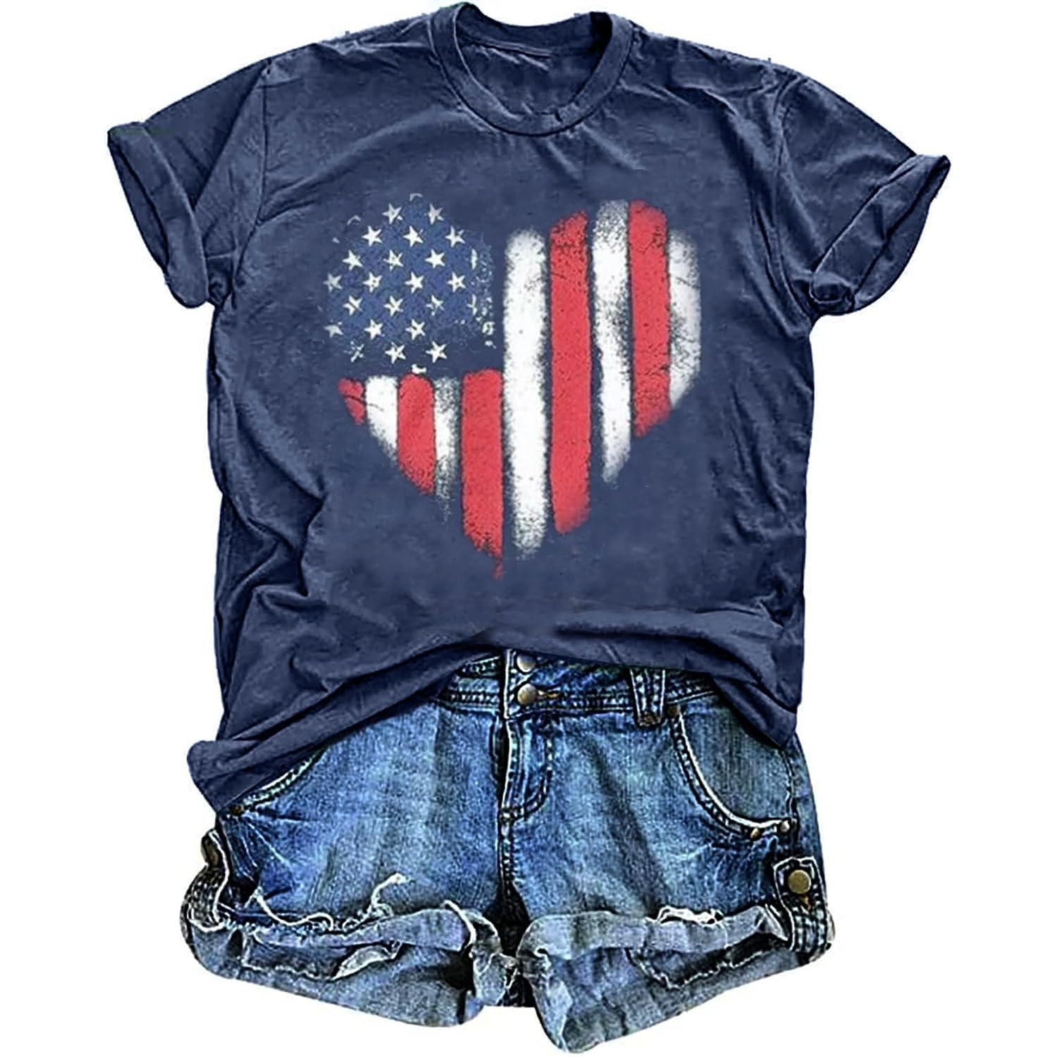 Usa Flag Tee Shirt For Women 4Th Of July Memorial Day Gift T Shirt Casual Short Sleeve American Proud T-Shirt Tops