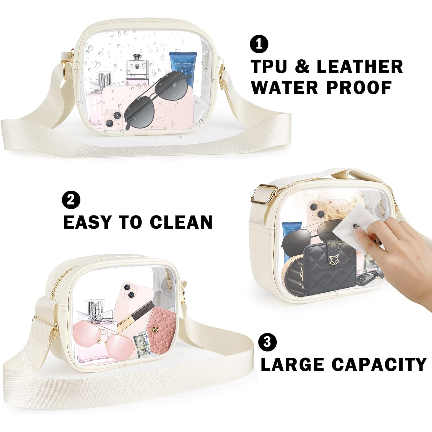 KETIEE Clear Crossbody Bag, Stadium Approved Clear Purse Bag for Concerts Sports Events Festivals