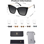 SOJOS Trendy Polarized Sunglasses For Women Retro Womens Oversized Square Cat Eye Sun Glasses UV Protection SJ2206