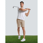 Men'S 7" Lightweight Golf Shorts Casual Quick Dry Breathable Stretch Work Flat Front Shorts With 3 Pockets