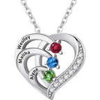 Personalized Name Mothers Necklace with 2-6 Birthstones 925 Sterling Silver Necklace for Women Mothers Day Christmas Gift for Mom Wife Grandma