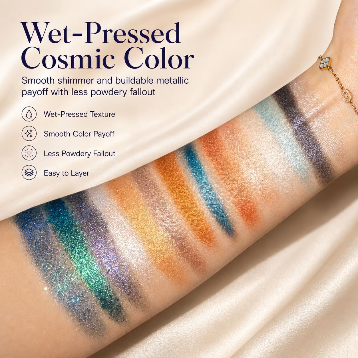 Tintark Galactic Assemble Eyeshadow Palette, 14 Solar System Shimmer Shades, 3D Planet Design, Wet Pressed Metallic Powder, Talc Free Vegan Galaxy Makeup Gift For Women Teens