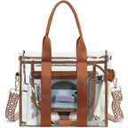 Getgto Clear Bags For Women Tote Bag, Crossbody Bag, Stadium Approved Clear Purse For Sports Events, Concert, Work & Beach