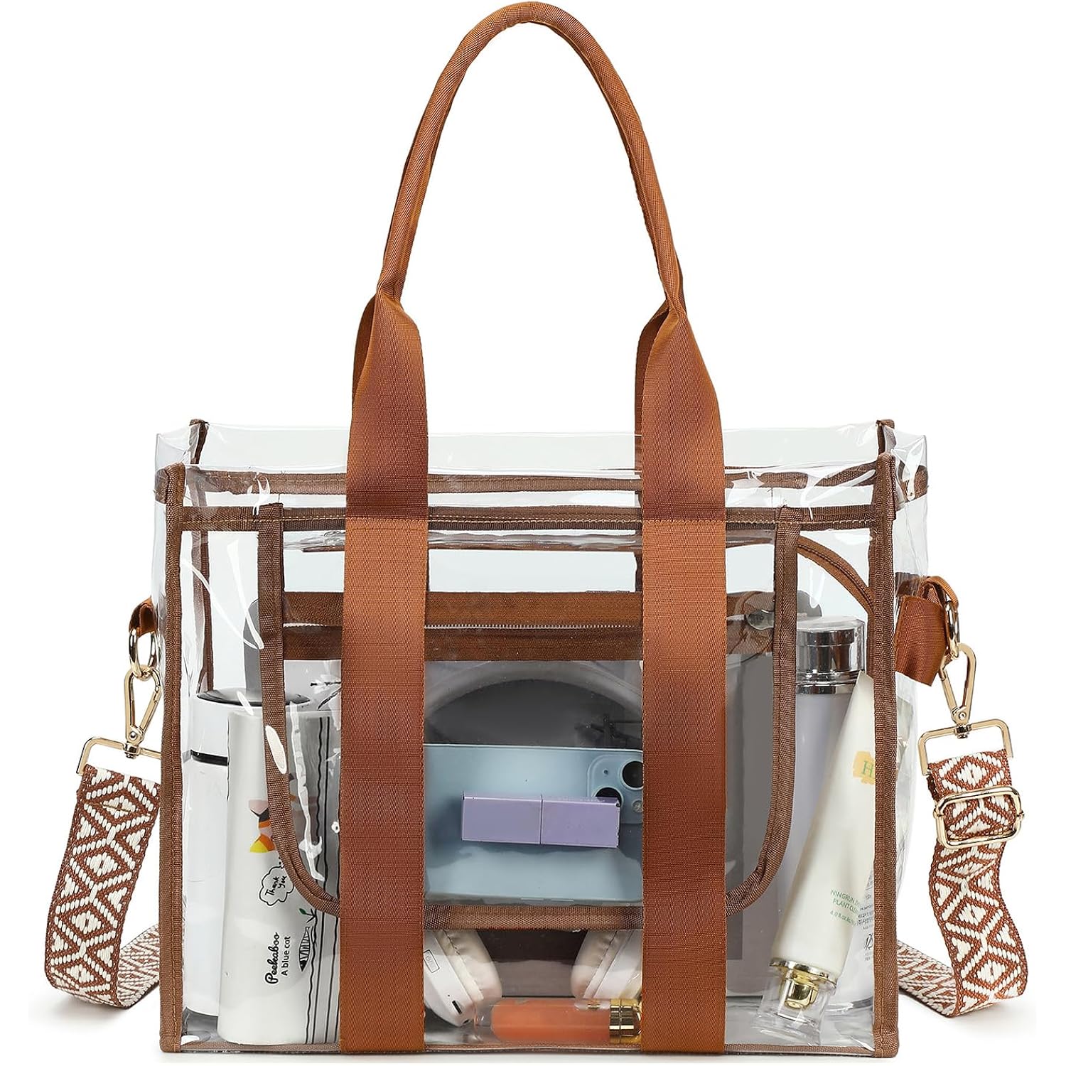 Getgto Clear Bags For Women Tote Bag, Crossbody Bag, Stadium Approved Clear Purse For Sports Events, Concert, Work & Beach